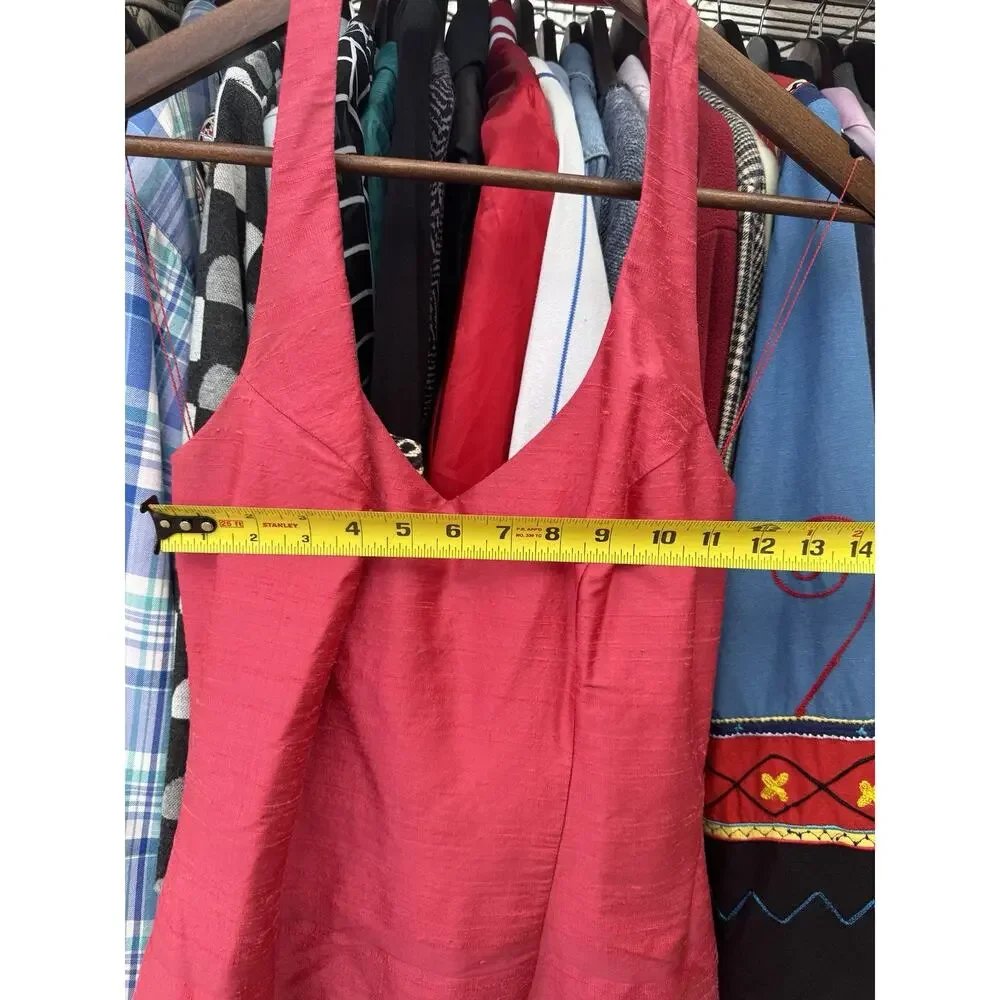 Mica Red Silk Sundress Size 8 Hippie Summer Knee-Length Dress Made in USA - Picture 3 of 9